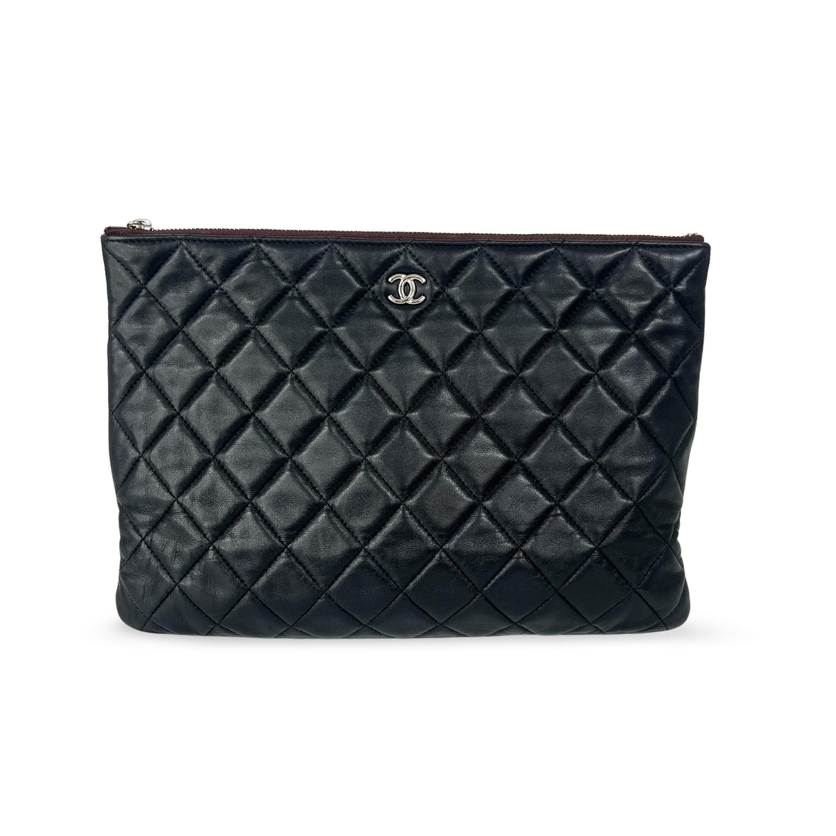 Chanel Classic O Case Pouch Quilted Metallic Lambskin Small - image 1