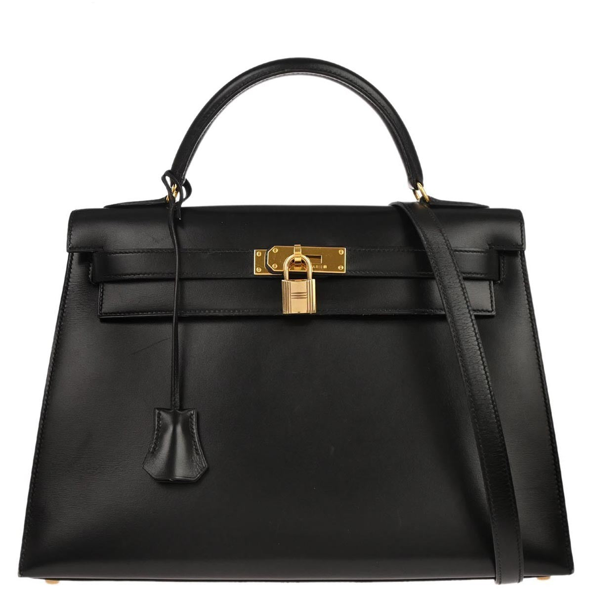 Hermes Kelly Handbag Black Box Calf with Gold Hardware 32 - image 1