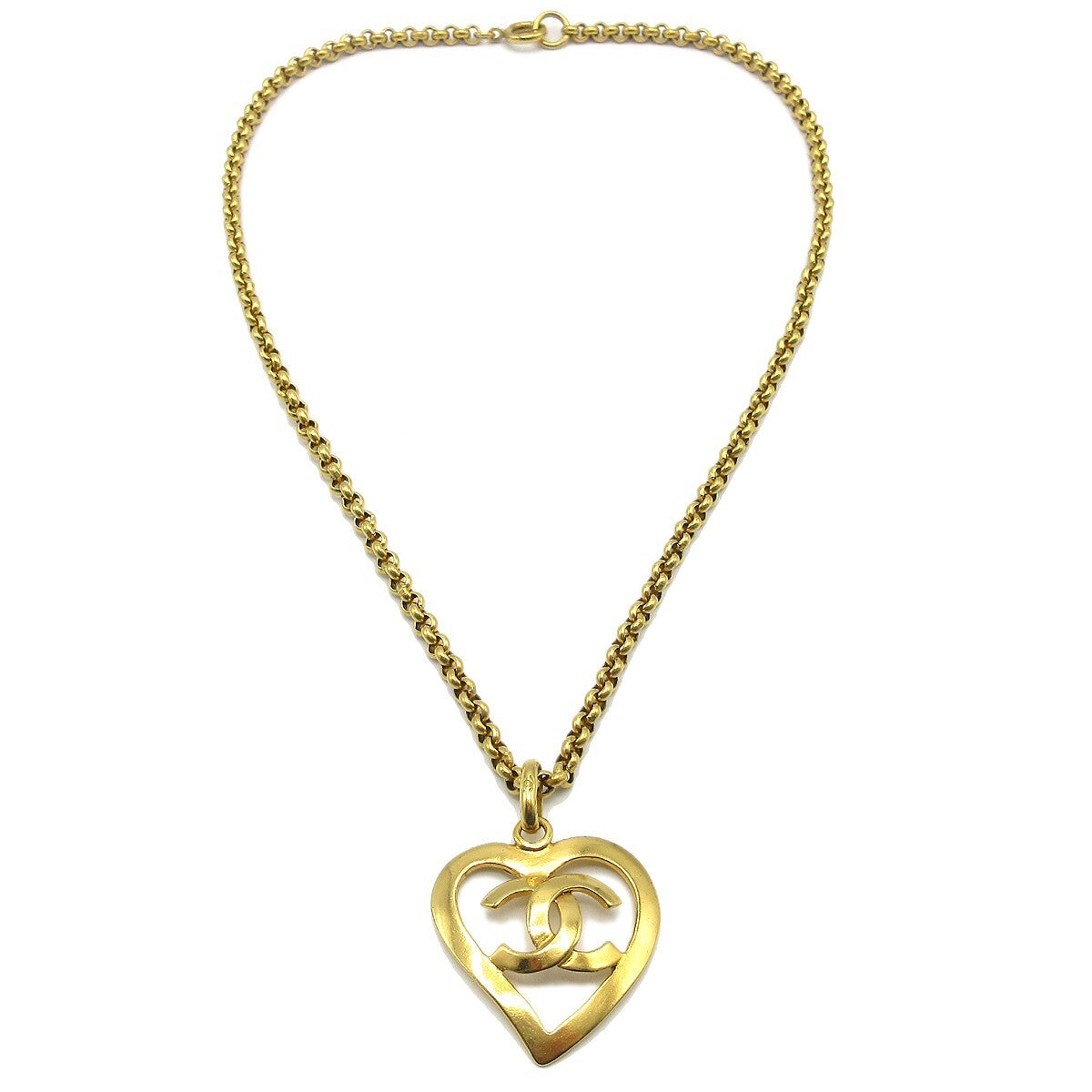 Chanel CC Heart Pendant Necklace Metal - image 1