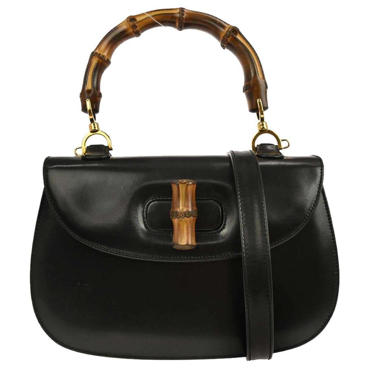 Gucci Vintage Convertible Bamboo Top Handle Bag Leather Medium - image 1