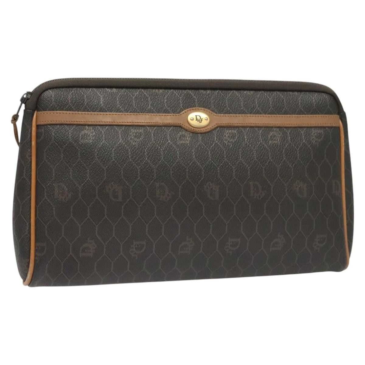 Christian Dior Vintage Honeycomb Zip Pouch Canvas and Leather - image 1