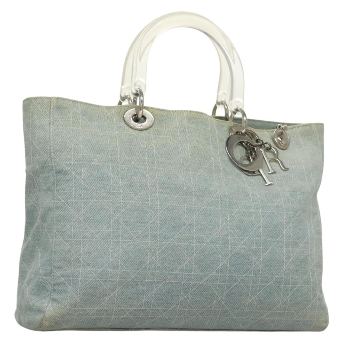 Christian Dior Vintage Lady Dior Bag Cannage Quilt Denim Large - image 1