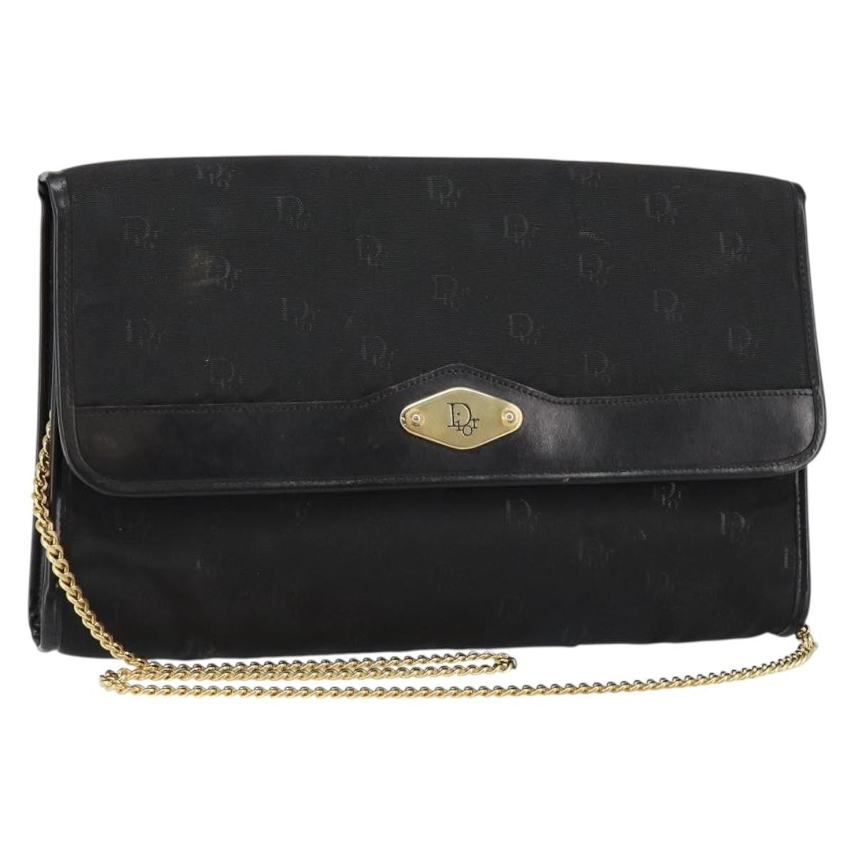 Christian Dior Vintage CD Chain Flap Shoulder Bag Diorissimo Canvas Small - image 1