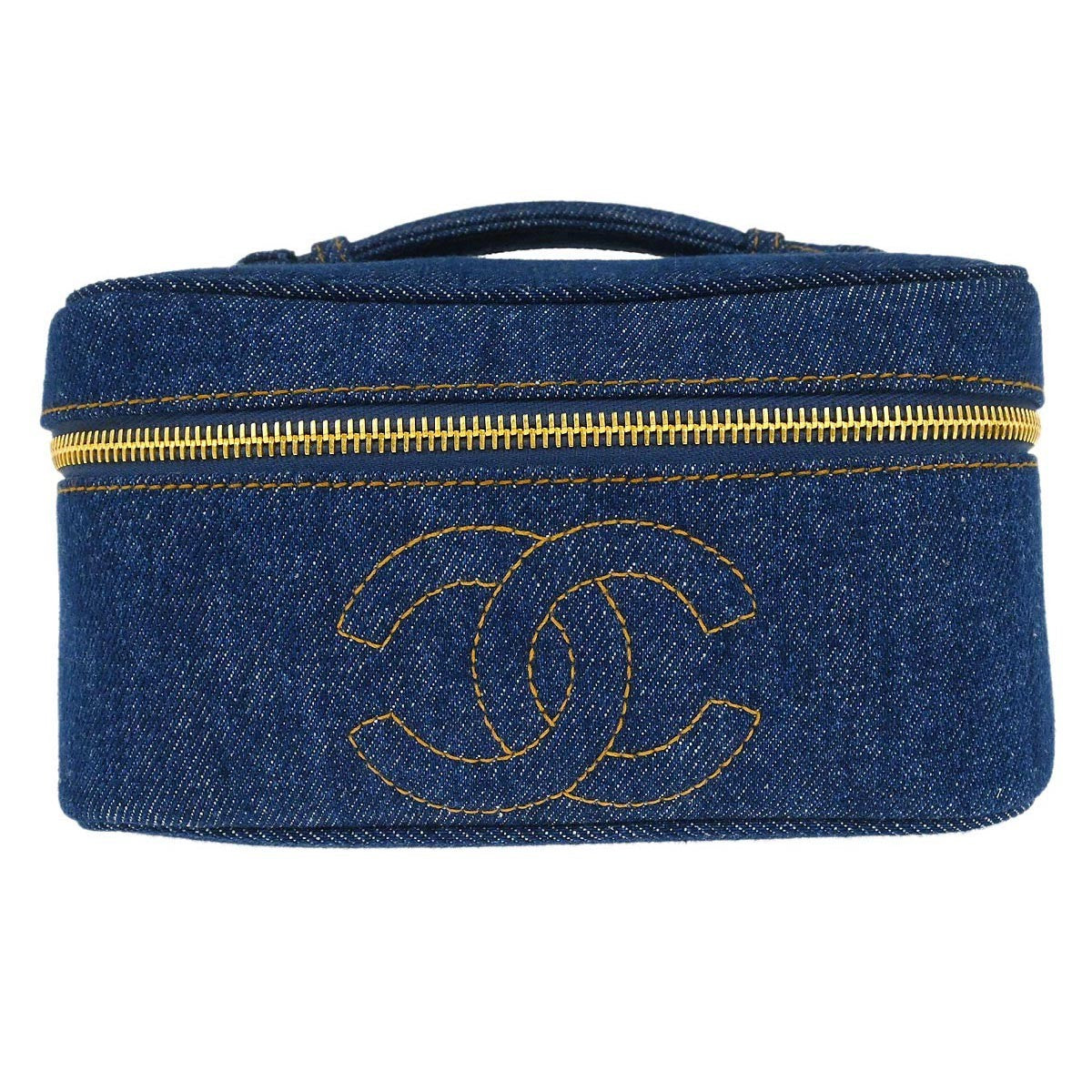 Chanel Vintage Timeless Cosmetic Case Denim Small - image 1