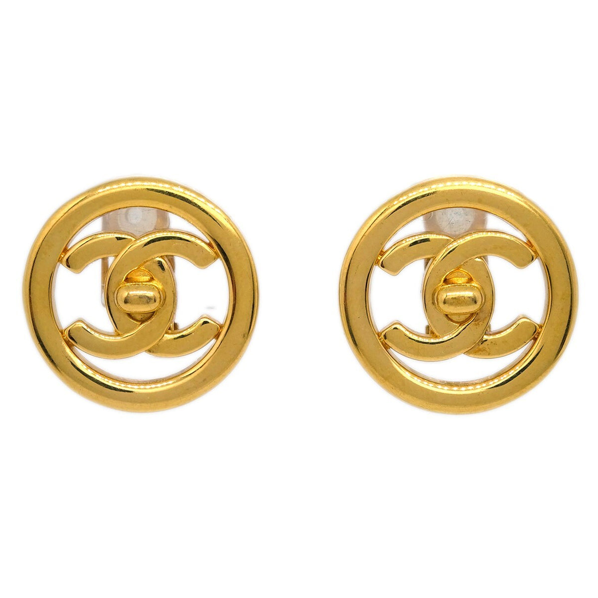 Chanel CC Round Earrings Metal - image 1