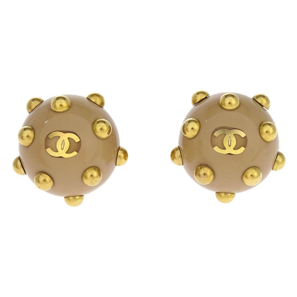 Chanel Vintage CC Round Cutout Clip-On Earrings Metal - image 1