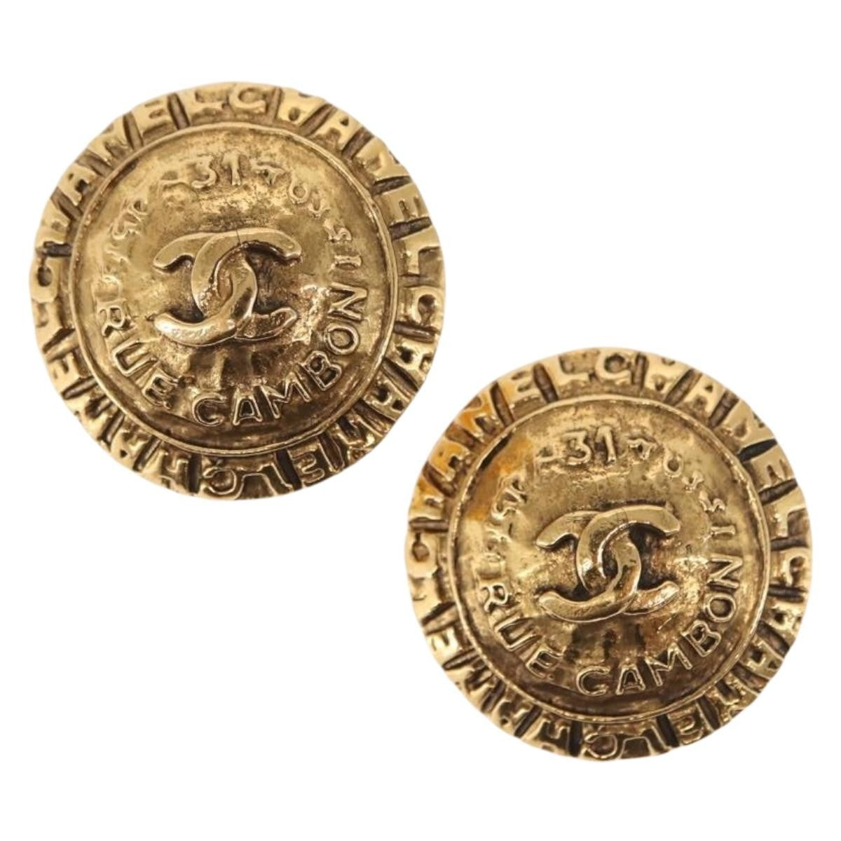 Chanel Vintage 31 Rue Cambon Round Clip-On Earrings Metal - image 1