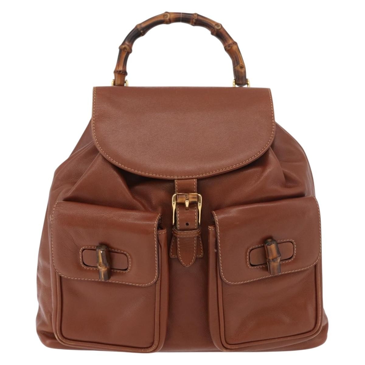 Gucci Vintage Bamboo Backpack Leather - image 1