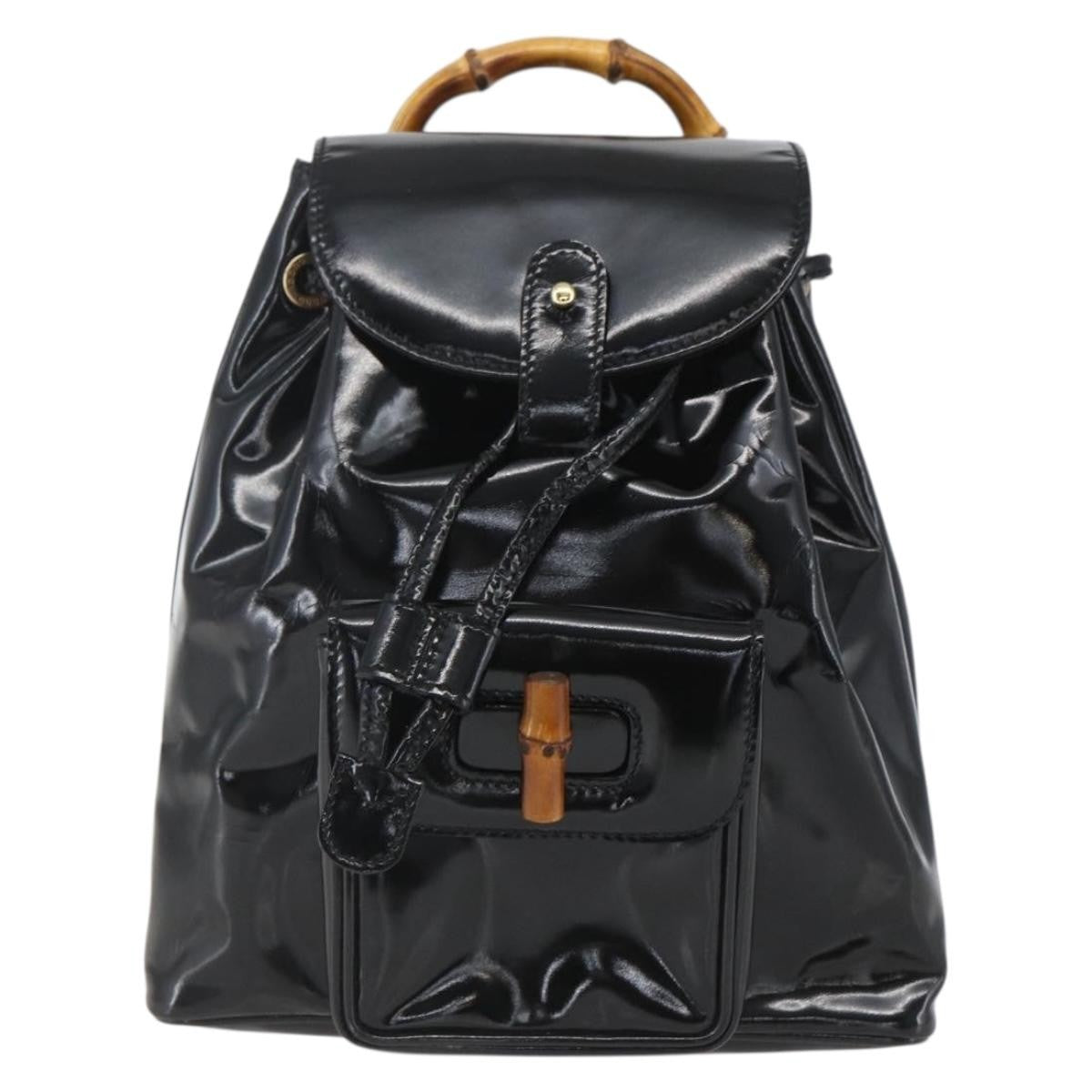 Gucci Vintage Bamboo Backpack Patent Mini - image 1