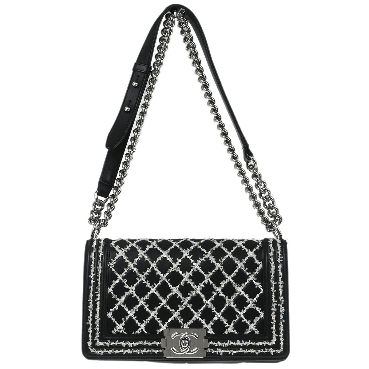 Chanel Boy Flap Bag Sequin Quilted Calfskin Old Medium - image 1