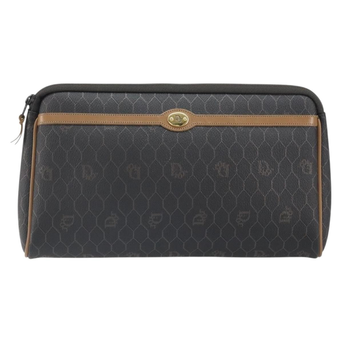 Christian Dior Vintage Honeycomb Zip Pouch Canvas and Leather - image 1