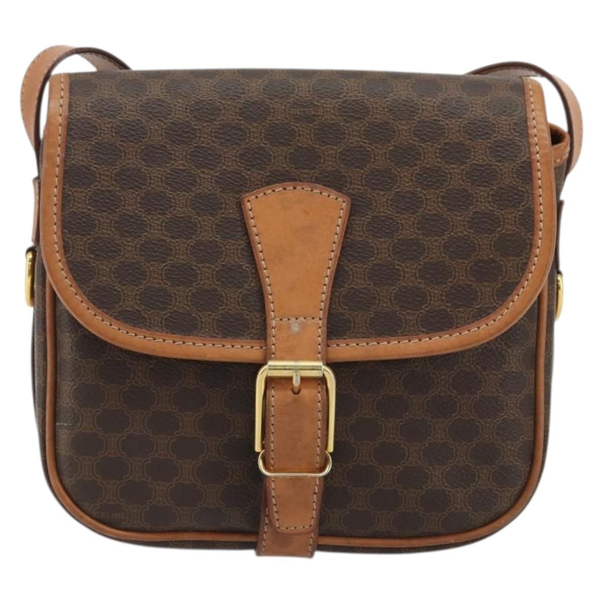 Celine Vintage Macadam Shoulder Bag Canvas and Leather - image 1