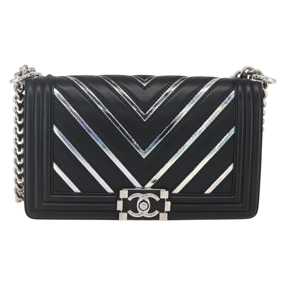 Chanel Boy Flap Bag Chevron Lambskin with Holographic PVC Old Medium - image 1