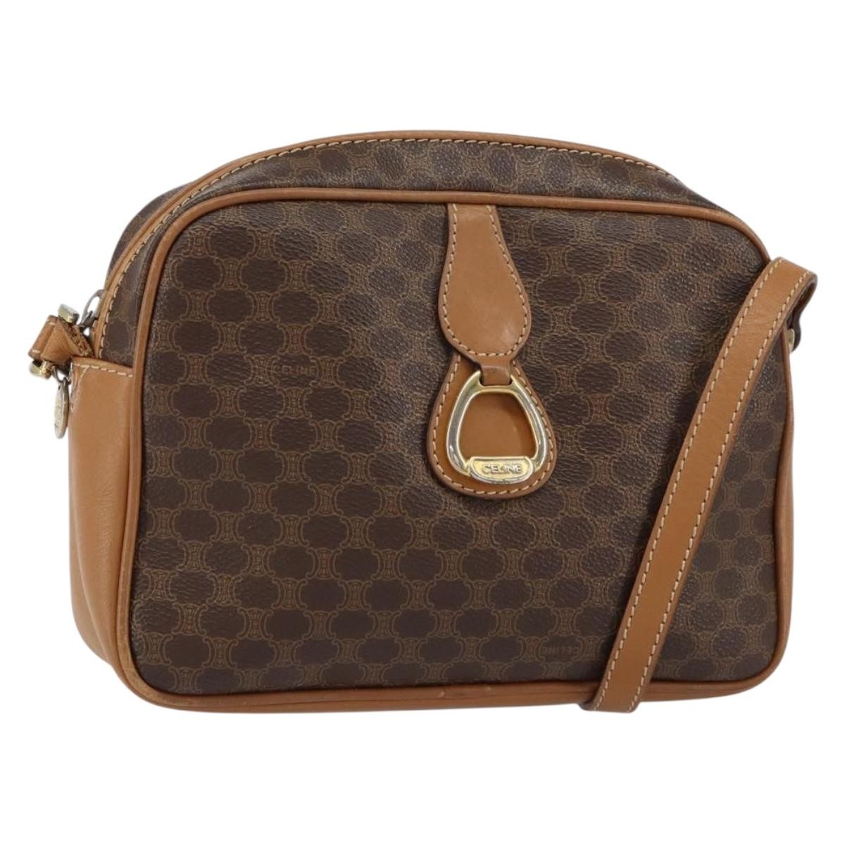 Celine Vintage Macadam Shoulder Bag Canvas and Leather - image 1
