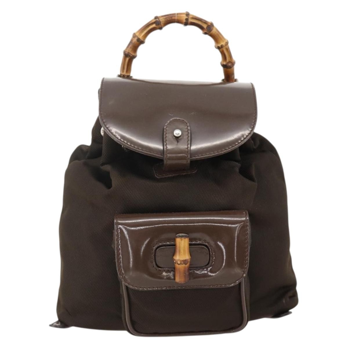 Gucci Vintage Bamboo Backpack Nylon and Patent Leather Mini - image 1