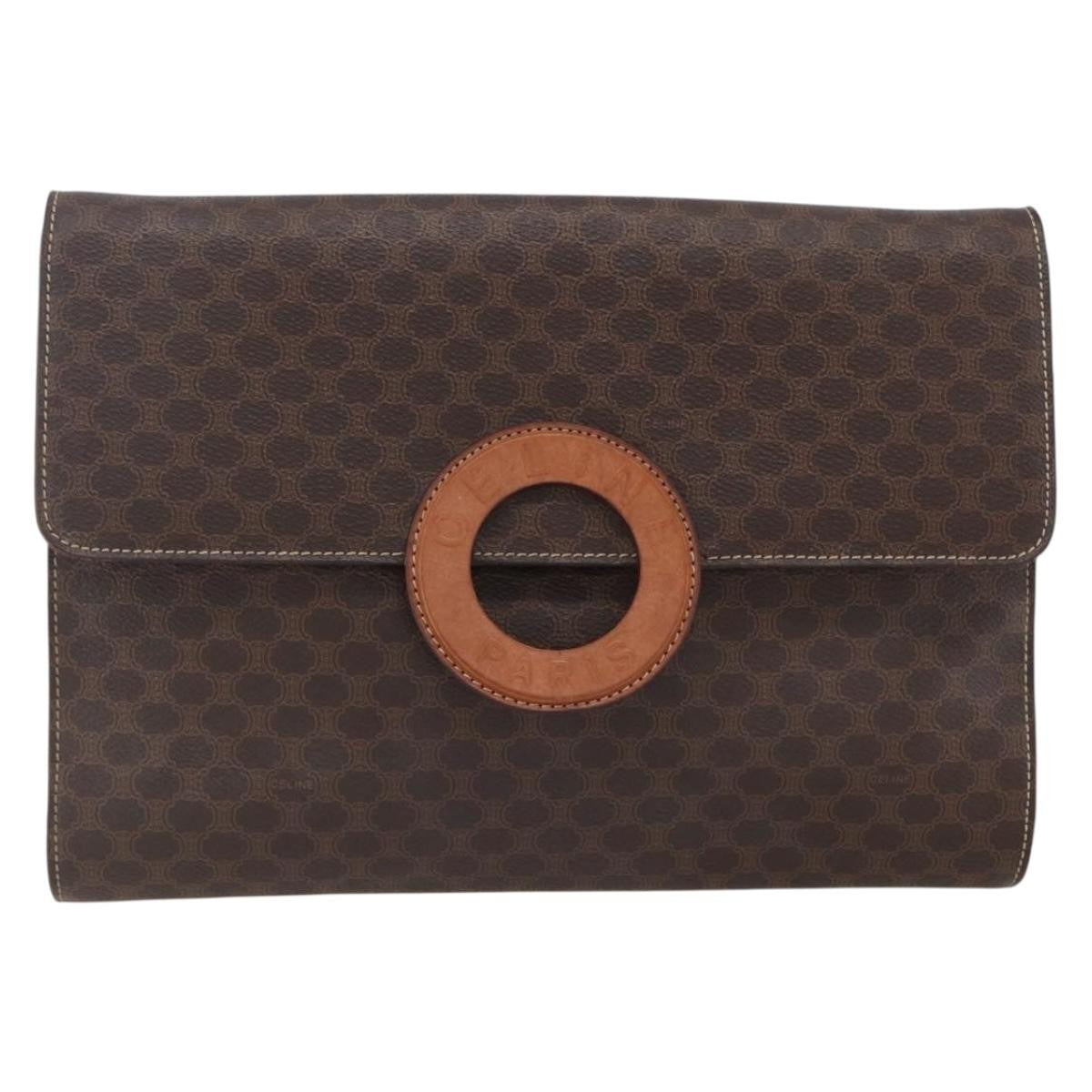 Celine Vintage Macadam Circle Logo Shoulder Bag Canvas and Leather - image 1