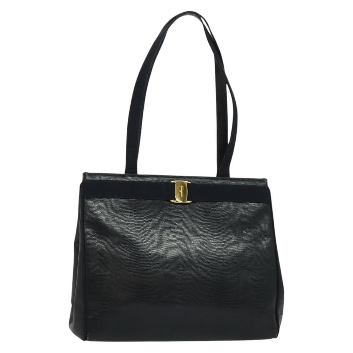 Salvatore Ferragamo Vintage Vara Bow Tote Lizard Embossed Leather Medium - image 1