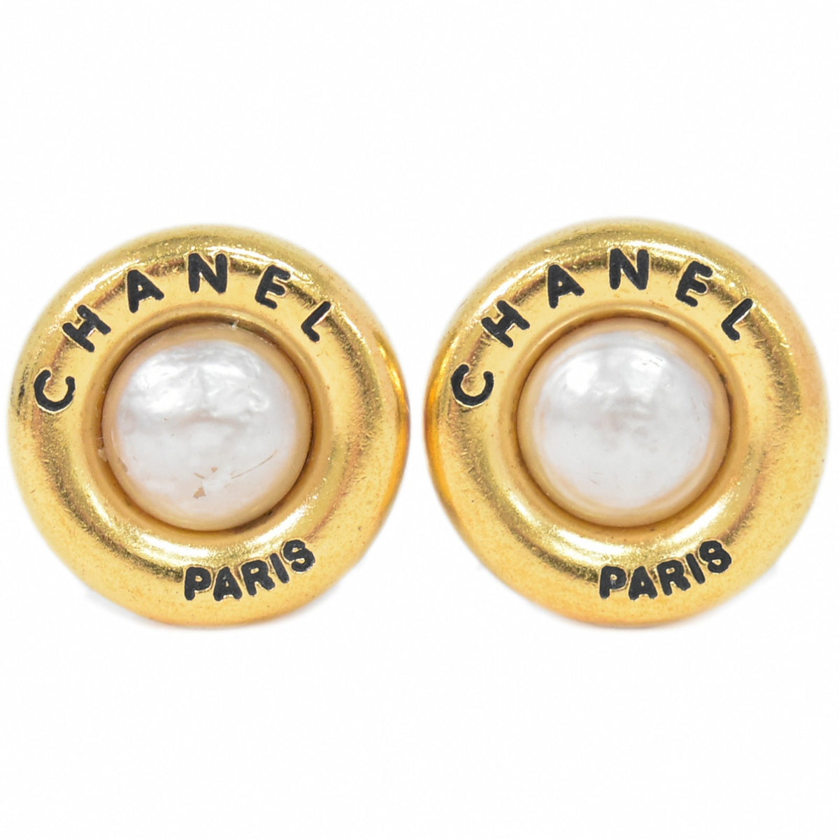 Chanel CC Hoop Clip-On Earrings Crystal Embellished Metal - image 1