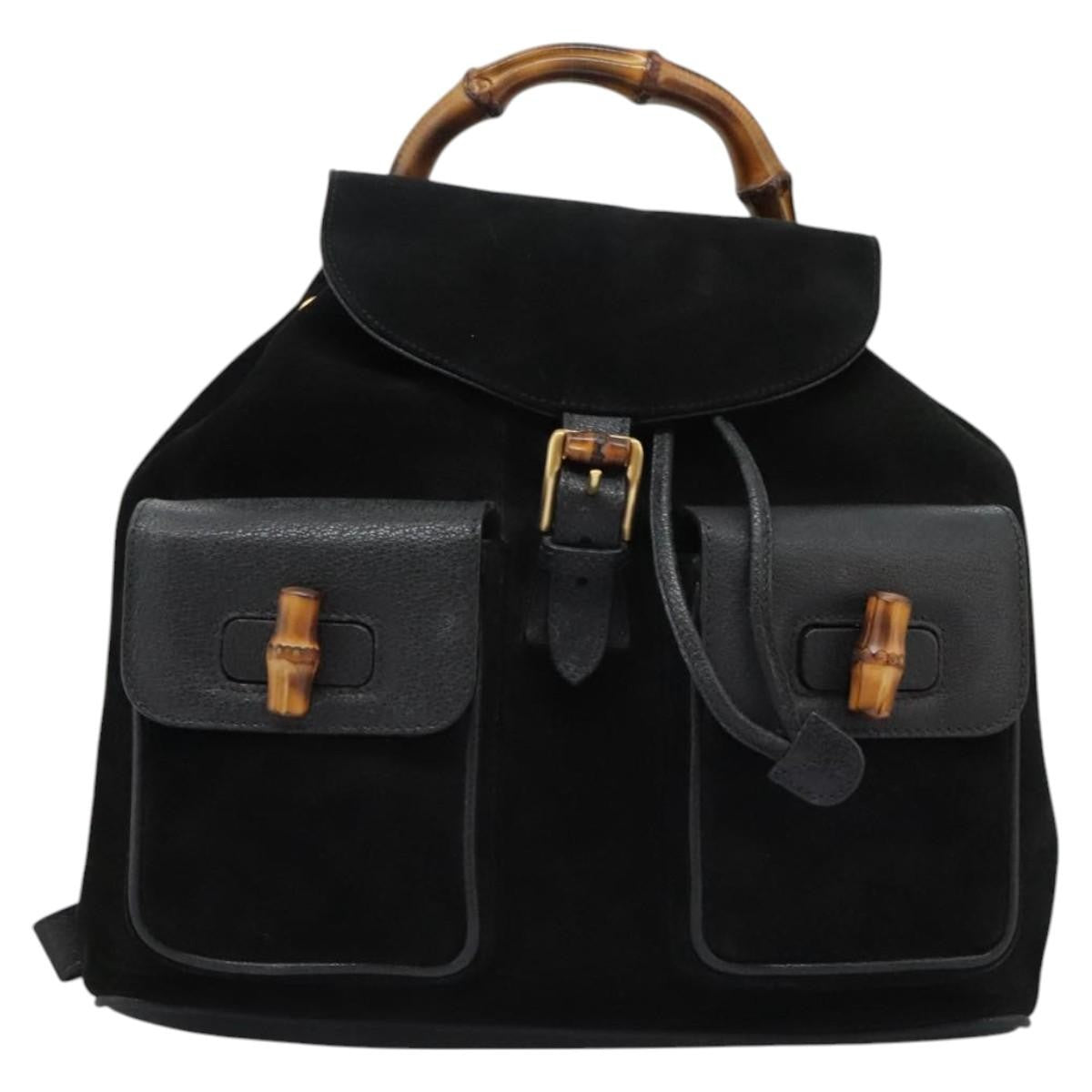 Gucci Vintage Bamboo Backpack Suede and Leather - image 1
