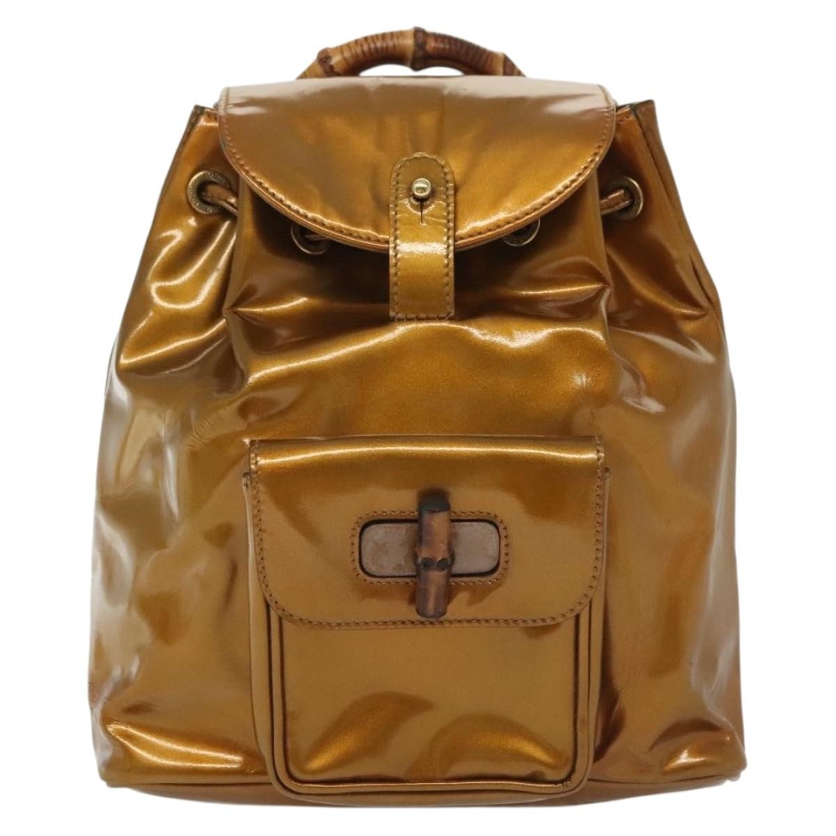 Gucci Vintage Bamboo Backpack Patent Mini - image 1