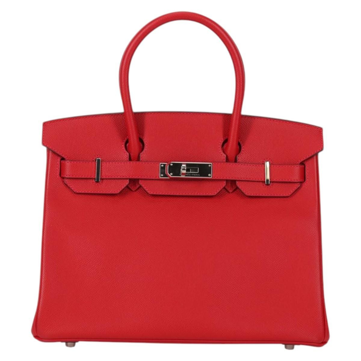 Hermes Birkin Handbag Red Epsom with Palladium Hardware 30 - image 1