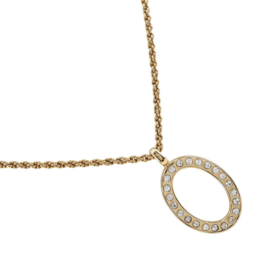 Christian Dior VIntage Circle Pendant Necklace Metal with Crystals - image 1