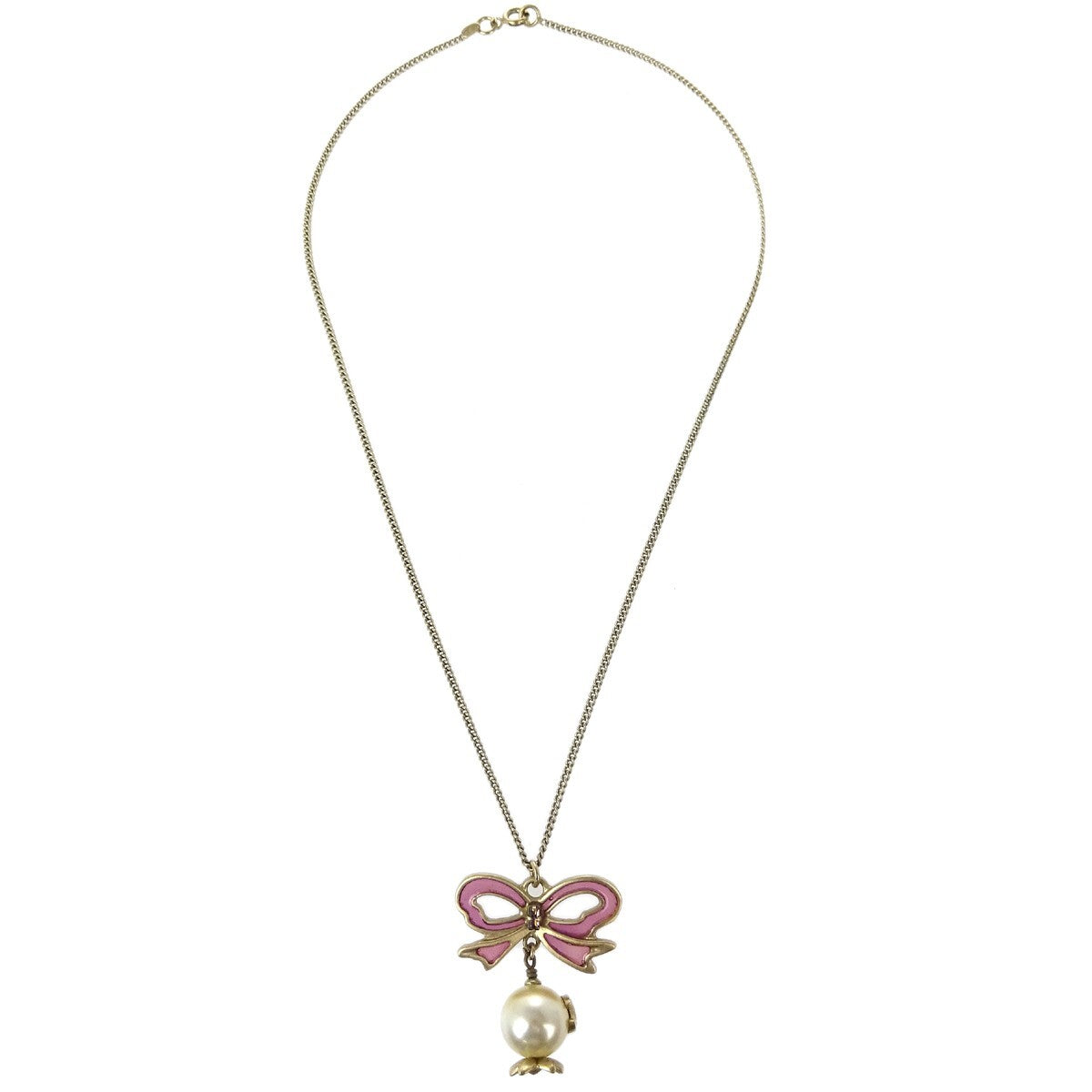 Chanel CC Bow Necklace Gold-plated with Artificial pearl - image 1