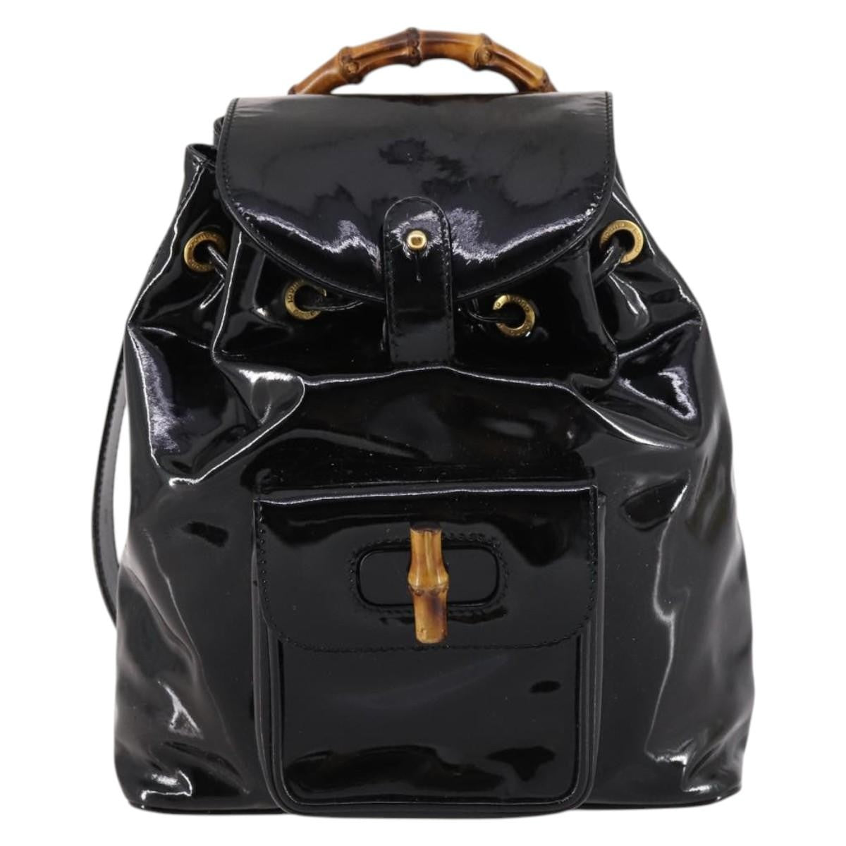 Gucci Vintage Bamboo Backpack Patent Mini - image 1