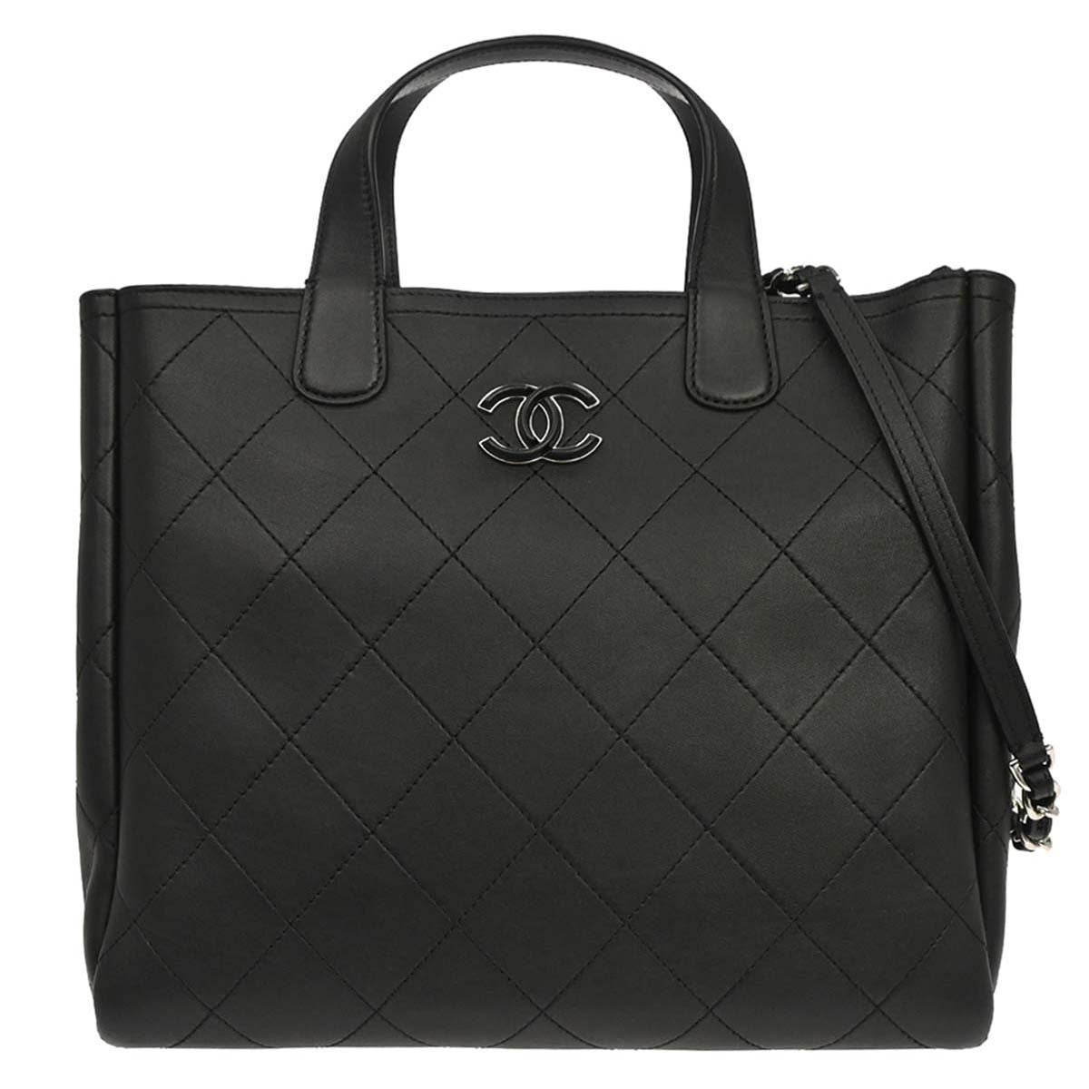 Chanel Covered CC Shopping Tote Stitched Calfskin Medium - image 1