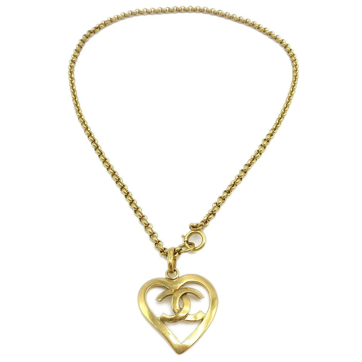 Chanel CC Heart Pendant Necklace Metal - image 1