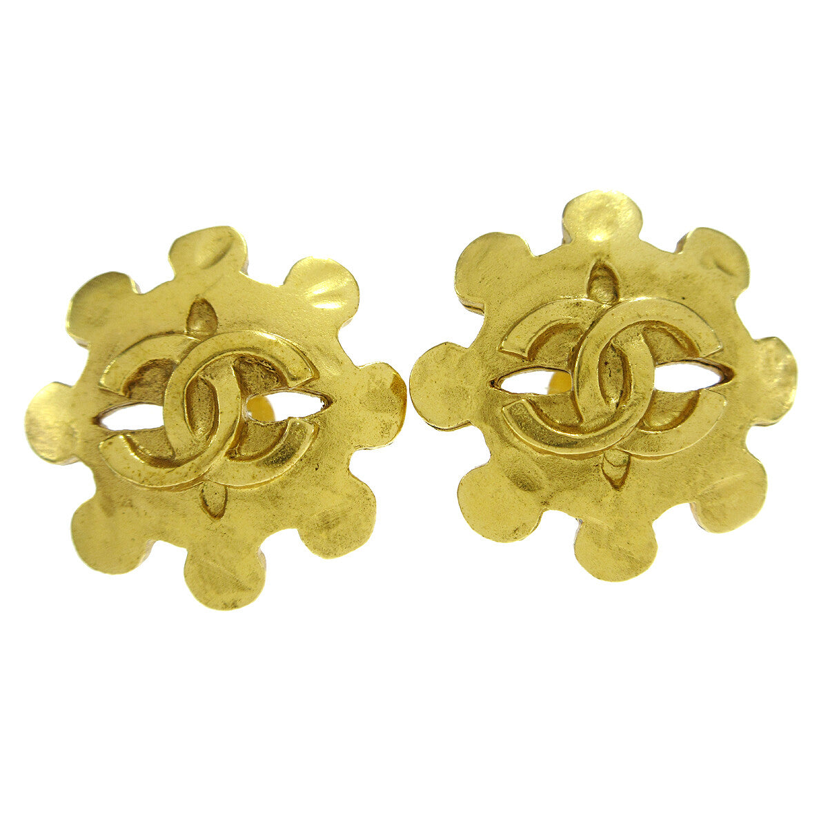 Chanel Vintage Flower Clip-On Earrings Metal - image 1