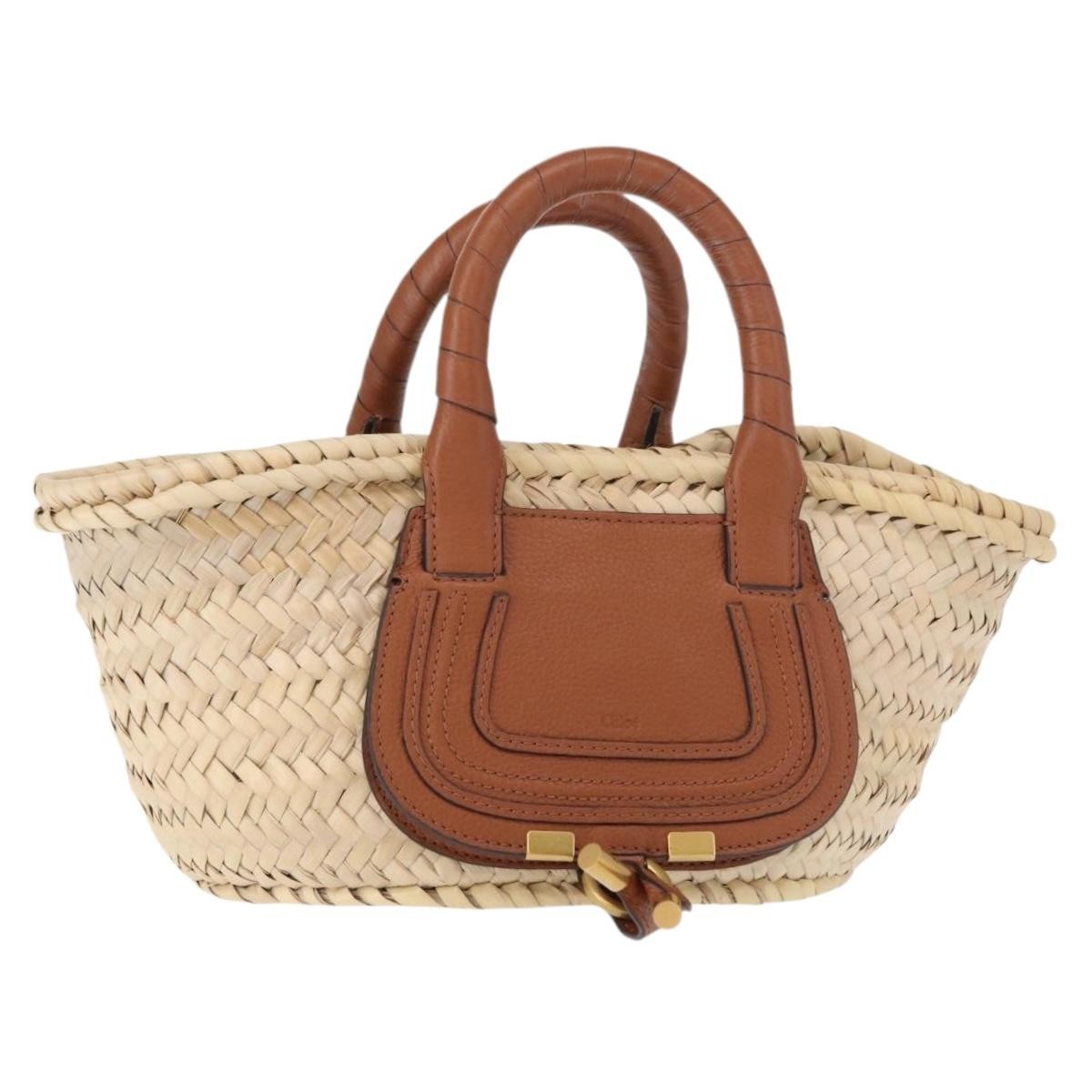 Chloe Marcie Basket Bag Raffia and Leather Mini - image 1