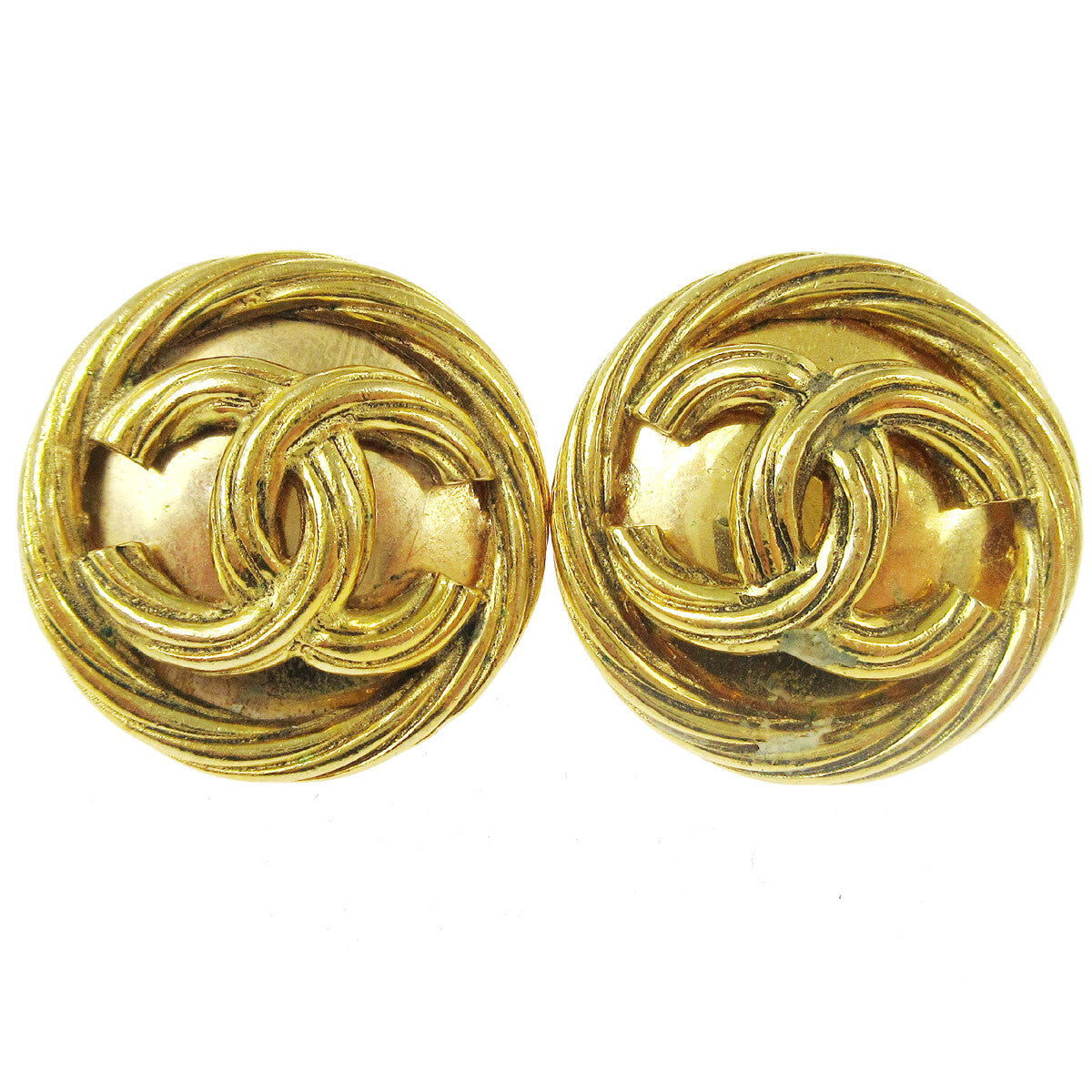 Chanel CC Button Clip-On Earrings Metal - image 1