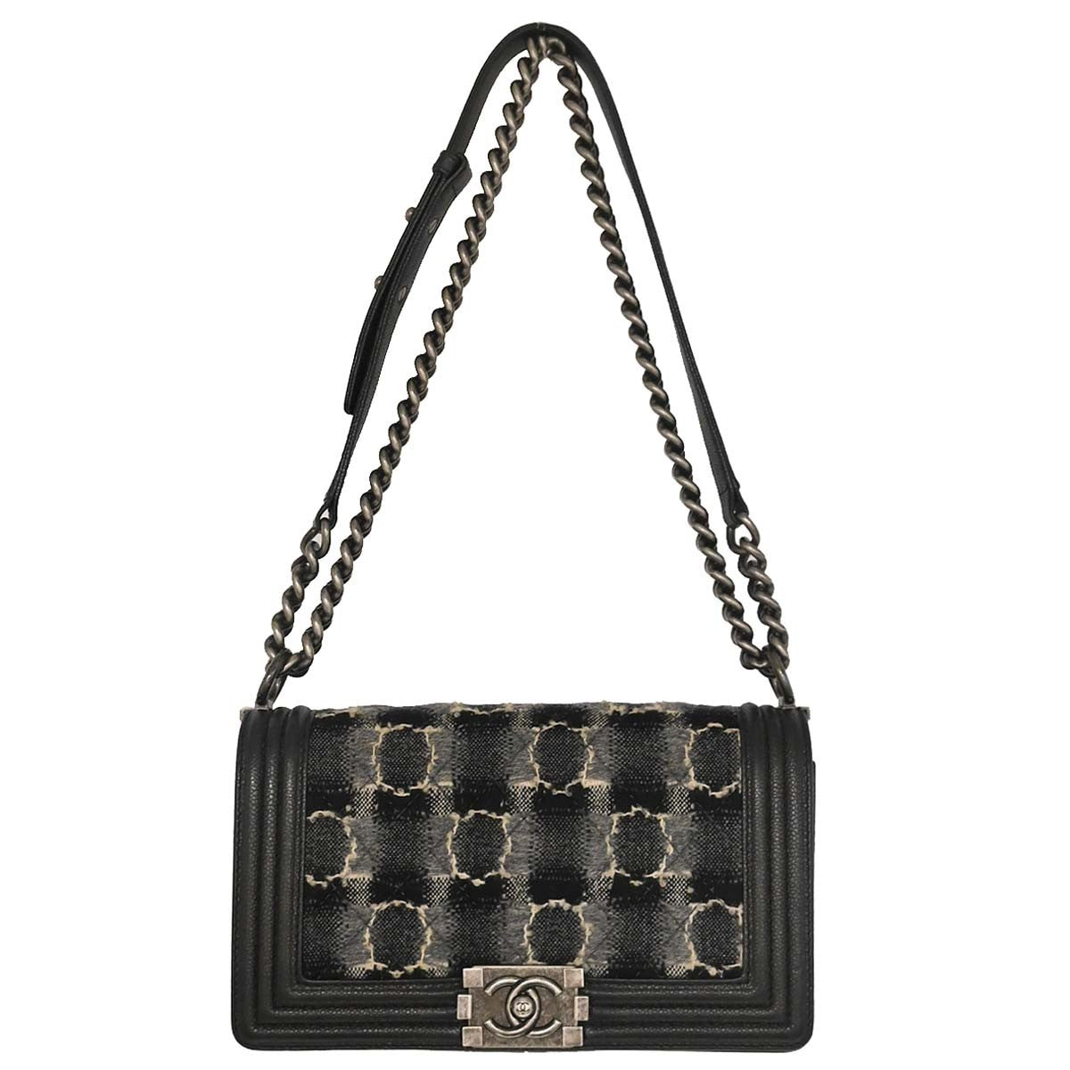 Chanel Boy Flap Bag Tweed and Leather Old Medium - image 1