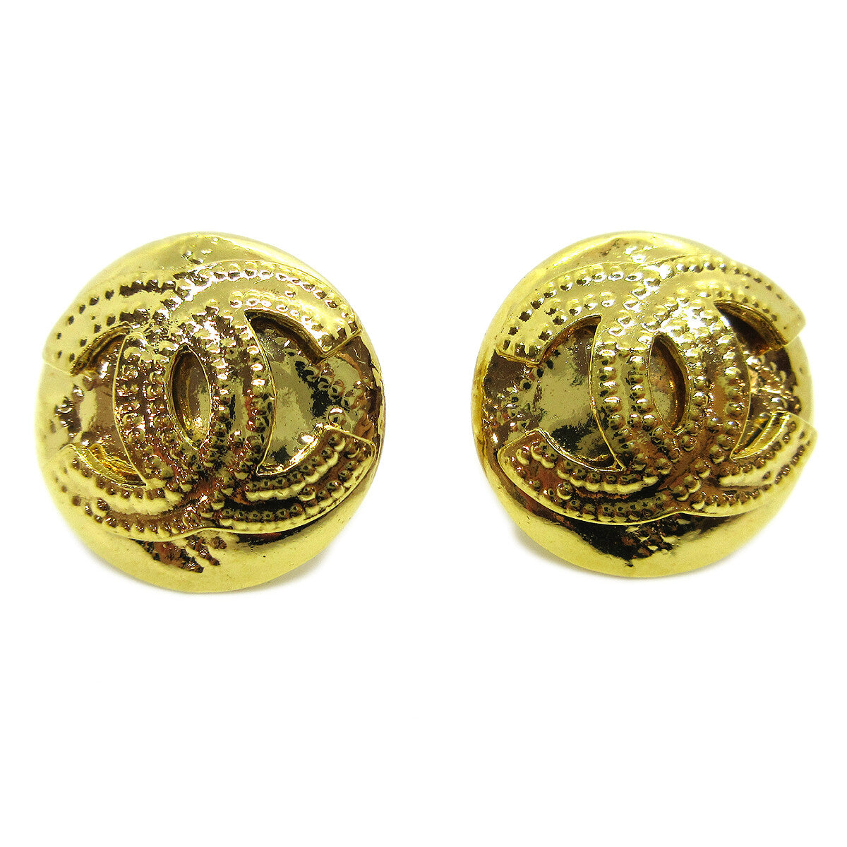 Chanel Vintage CC Round Clip-On Earrings Metal Small - image 1
