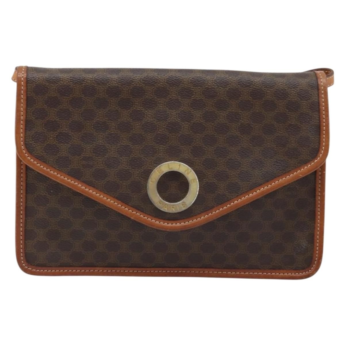 Celine Vintage Macadam Circle Logo Shoulder Bag Canvas and Leather - image 1
