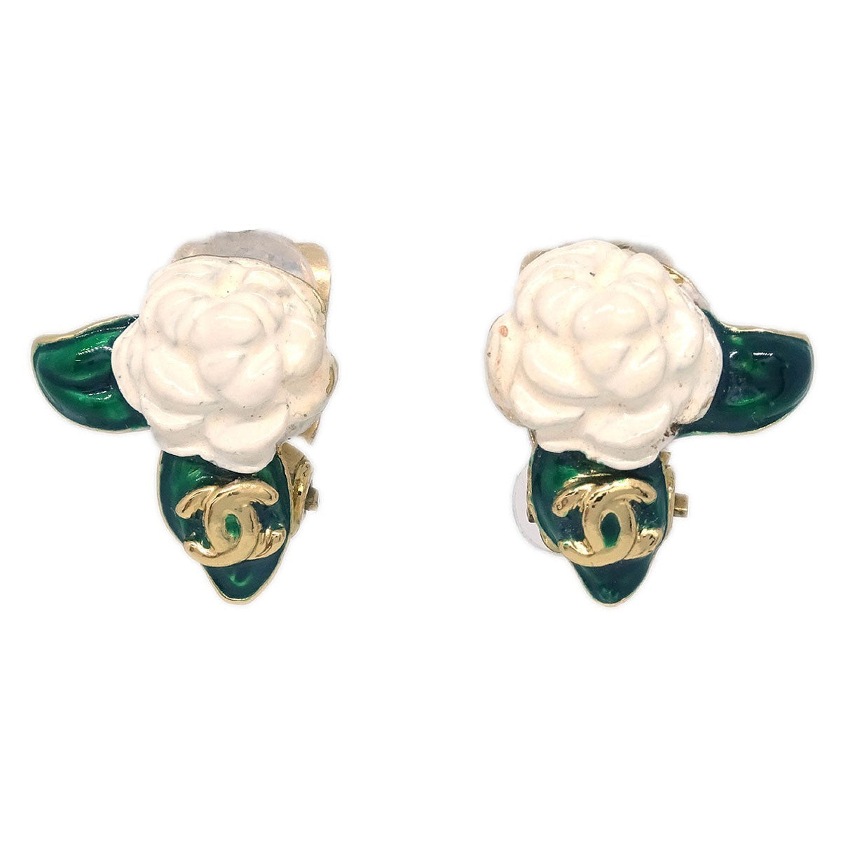 Chanel Vintage CC Camellia Clip-On Earrings Metal - image 1