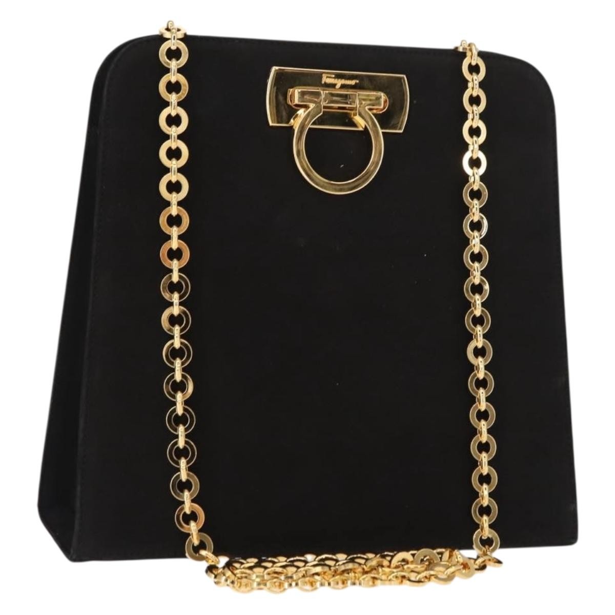 Salvatore Ferragamo Vintage Gancini Chain Shoulder Bag Suede Small - image 1