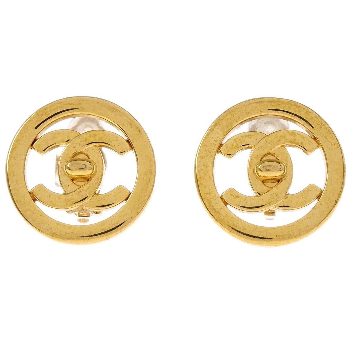 Chanel CC Round Earrings Metal - image 1