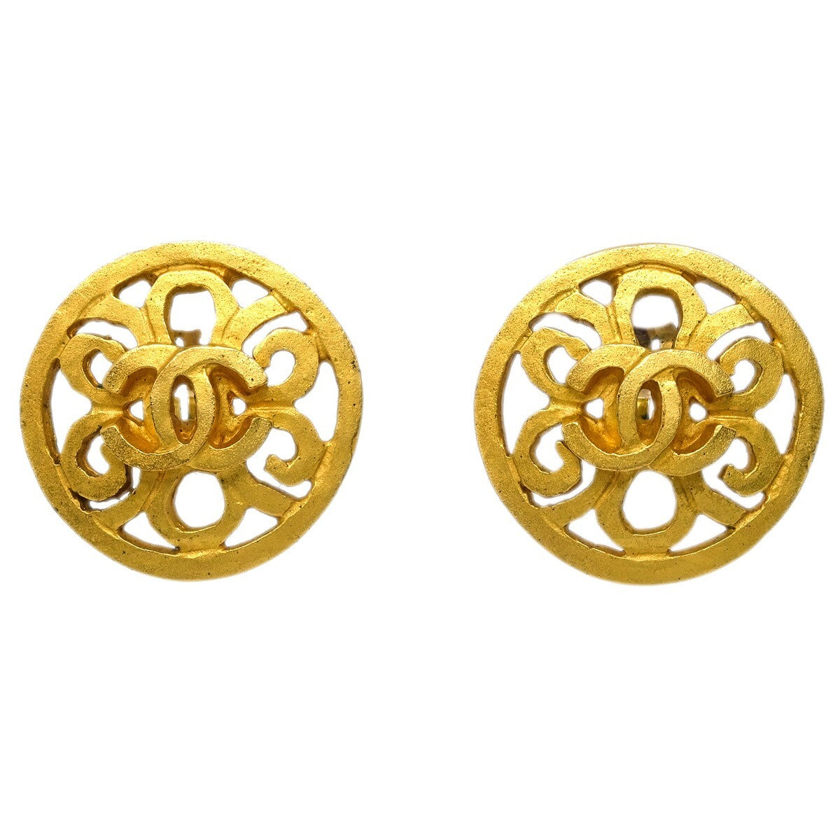 Chanel Vintage CC Round Clip-On Earrings Metal Small - image 1