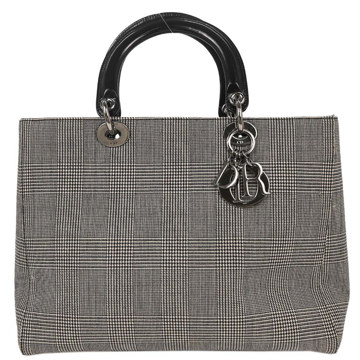 Christian Dior Vintage Lady Dior Bag Houndstooth Canvas Medium - image 1