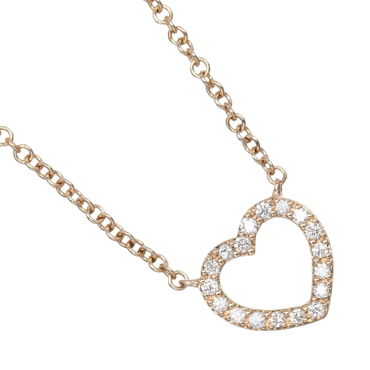 Tiffany & Co. Metro Heart Pendant Necklace 18K Rose Gold and Diamonds Mini - image 1