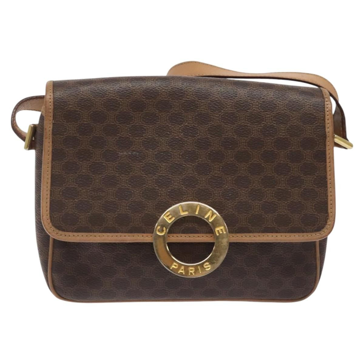 Celine Vintage Macadam Circle Logo Shoulder Bag Canvas and Leather - image 1