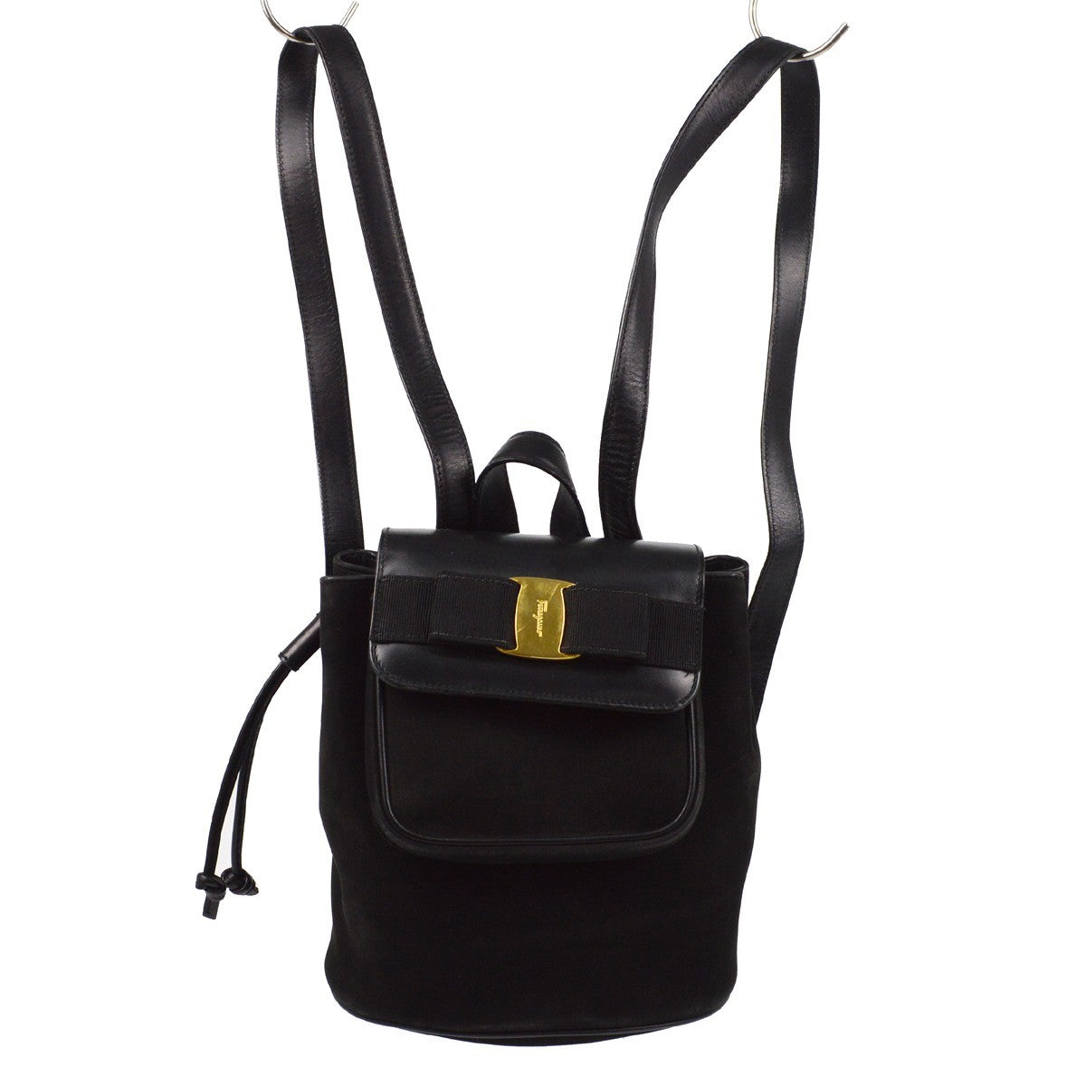 Salvatore Ferragamo Vara Flap Drawstring Backpack Leather and Suede - image 1