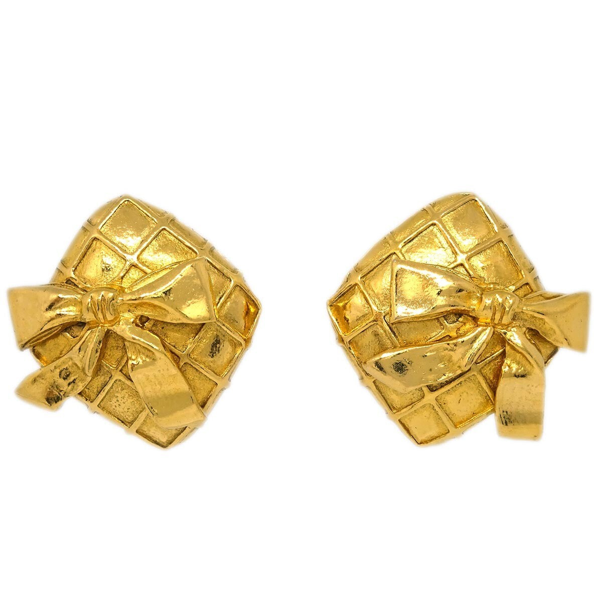 Chanel CC Rhombus Clip-On Earrings Metal - image 1
