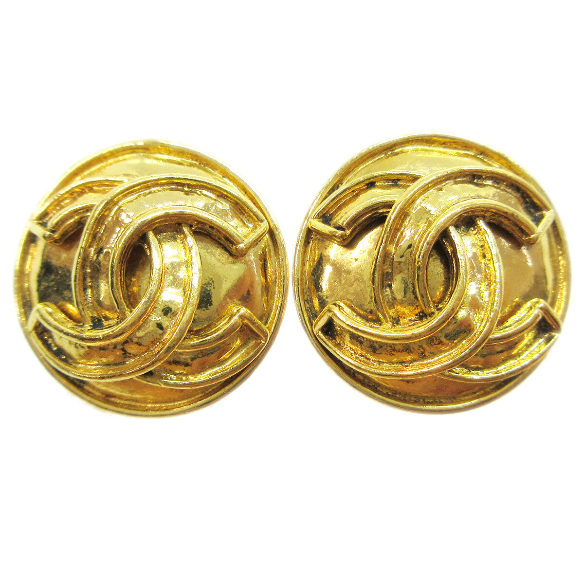 Chanel CC Button Clip-On Earrings Metal - image 1