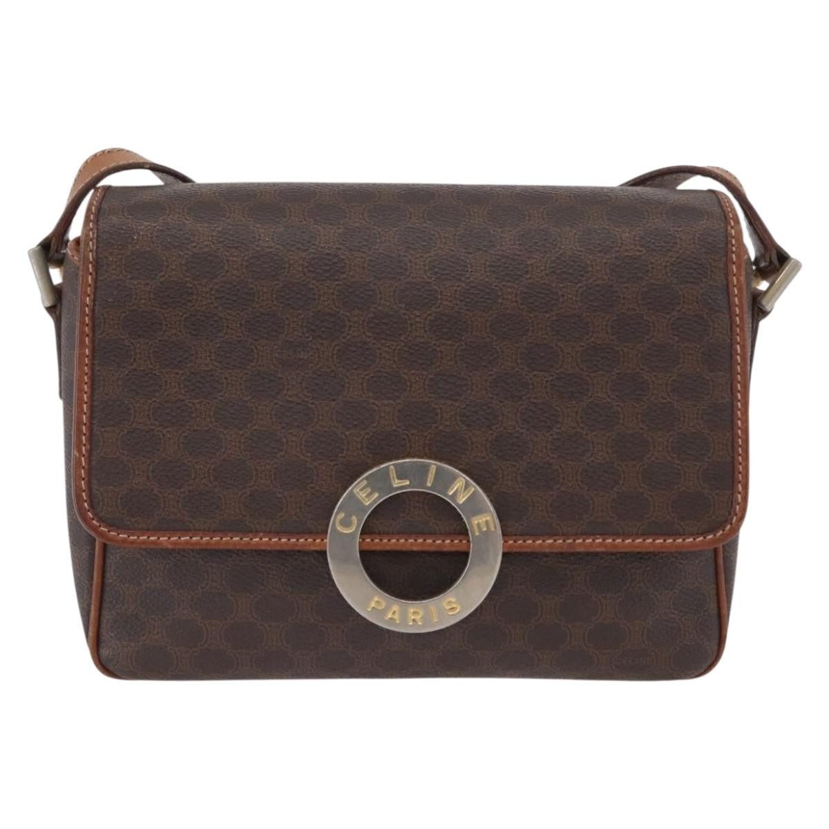 Celine Vintage Macadam Circle Logo Shoulder Bag Canvas and Leather - image 1