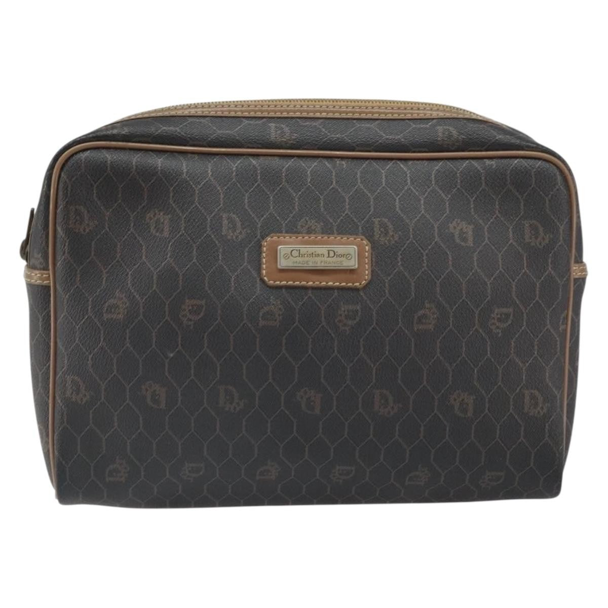 Christian Dior Vintage Honeycomb Zip Pouch Canvas and Leather - image 1