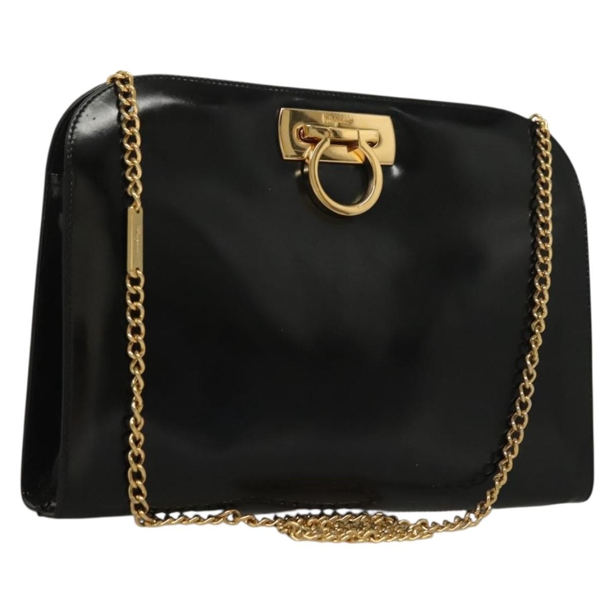 Salvatore Ferragamo Vintage Gancini Chain Shoulder Bag Patent Leather - image 1
