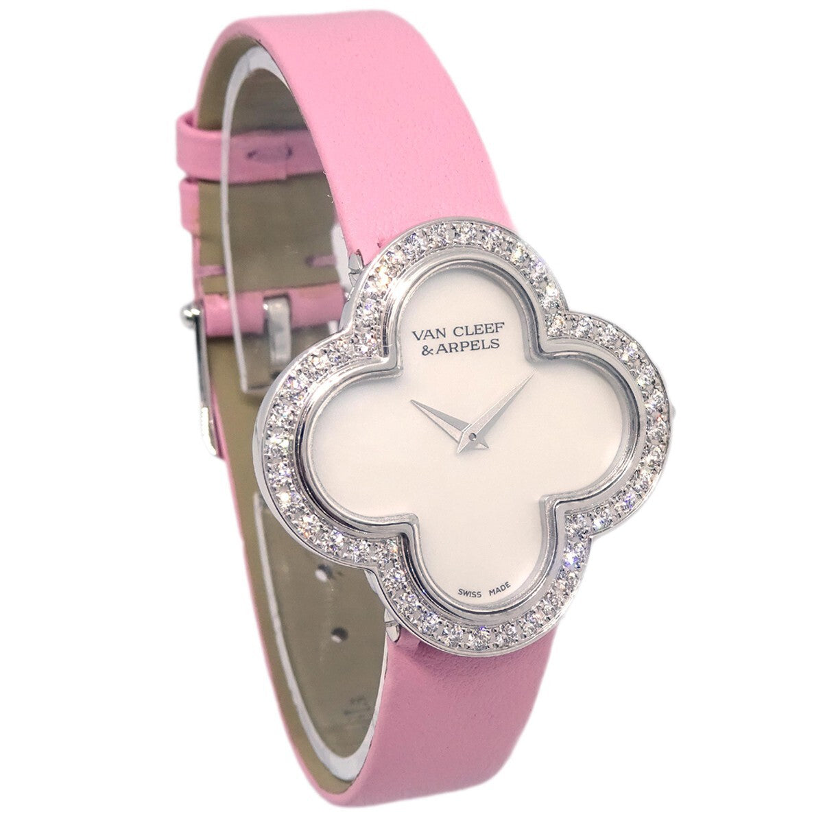 Van Cleef & Arpels Alhambra Quartz Watch White Gold and Satin with Diamond Bezel and Mother of Pearl 26 - image 1